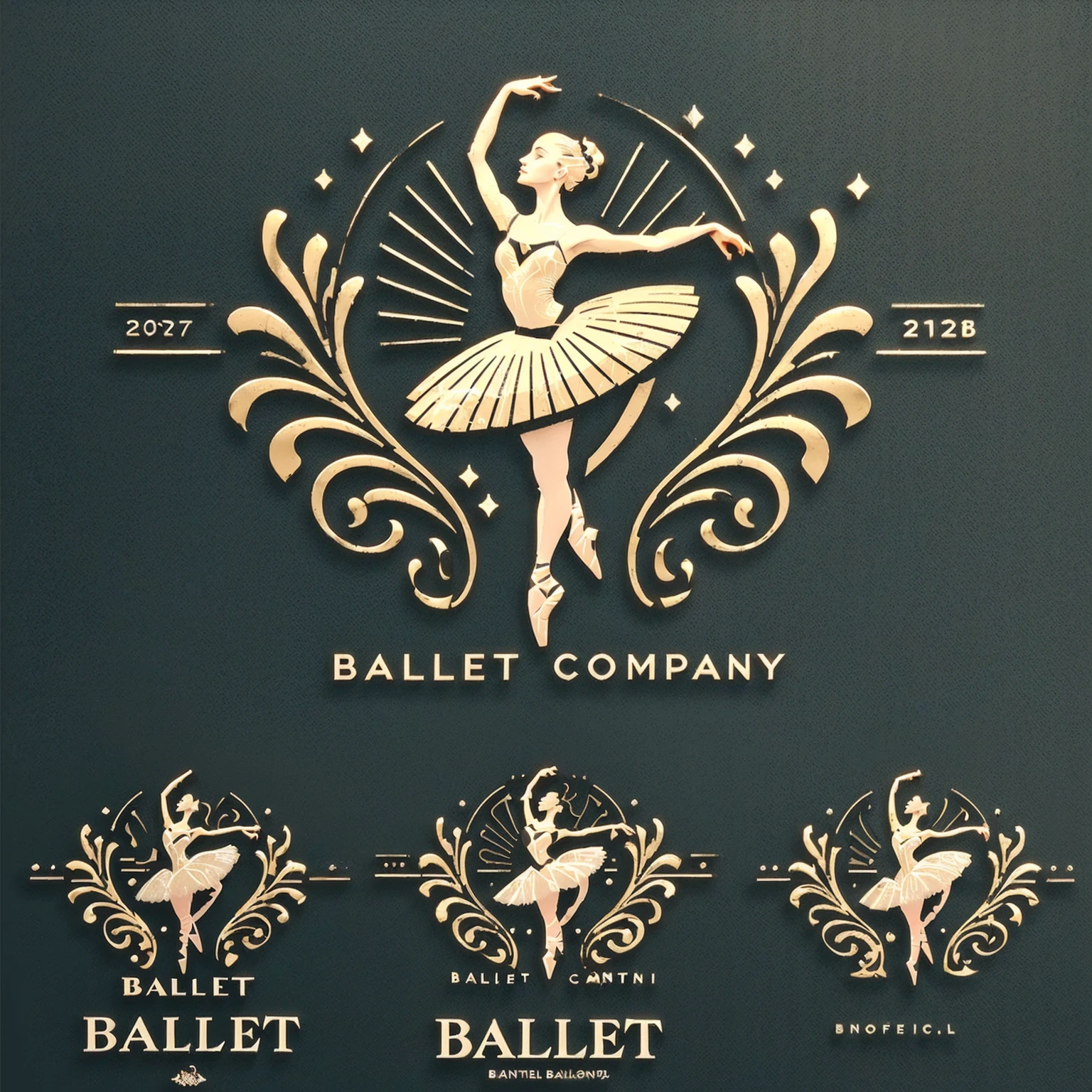 a close up of a logo for a ballet company, ballet, ballet dancer, ballerina, Logo design, Beautiful branded labels, logo design concept, professional Logo design, Logo design, dark ballerina, Conceptual design of stickers, Corporate logo, illustrated logo, logo art, vintage art deco, 3D Logo, logo vector art, by Pal Balkay