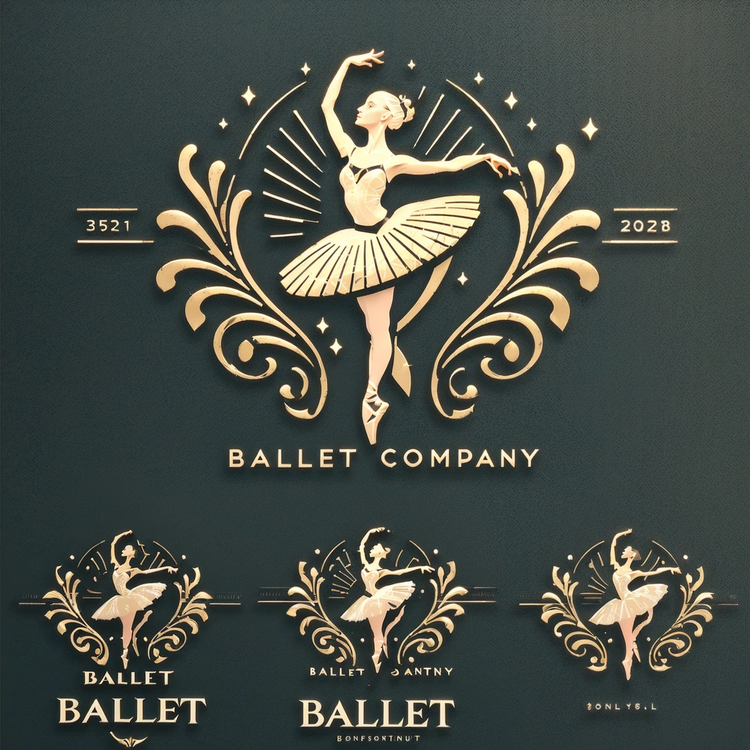 a close up of a logo for a ballet company, ballet, ballet dancer, ballerina, Logo design, Beautiful branded labels, logo design concept, professional Logo design, Logo design, dark ballerina, Conceptual design of stickers, Corporate logo, illustrated logo, logo art, vintage art deco, 3D Logo, logo vector art, by Pal Balkay