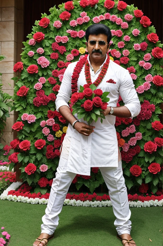 Nandhamuri balakrishna flower art at rose garden