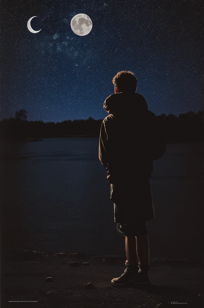 Sad Boy on a moonlit night 