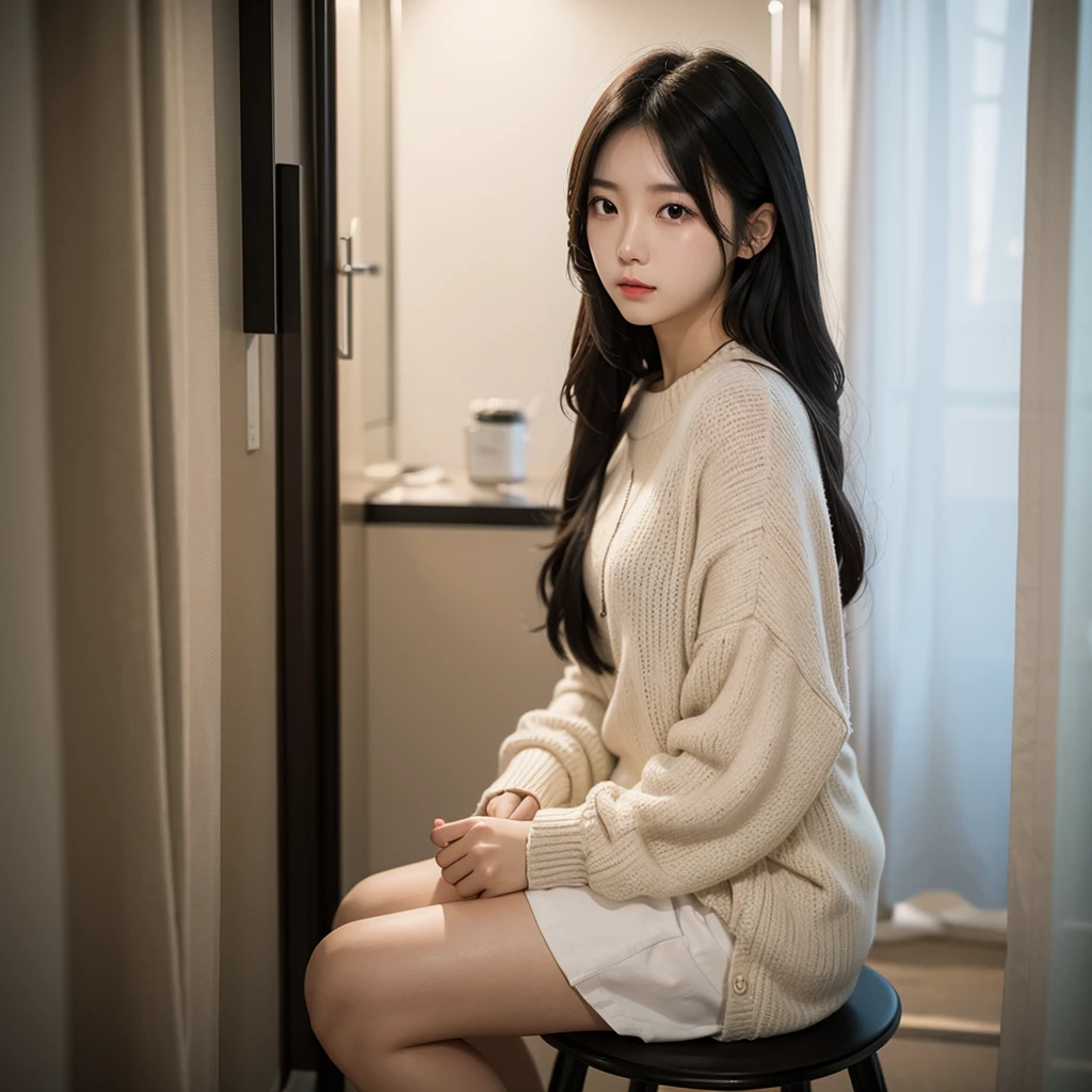 A korean girl with black long hair