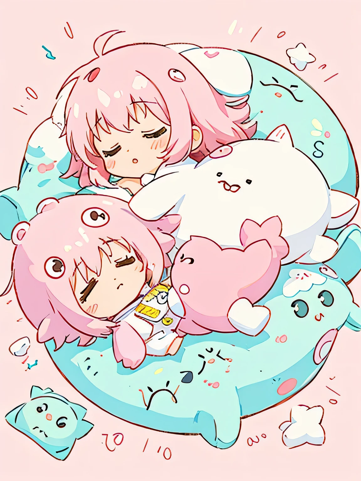 Momoko Sakura style、Kawaii Design, No people、(((Cute amoeba))), afternoon nap