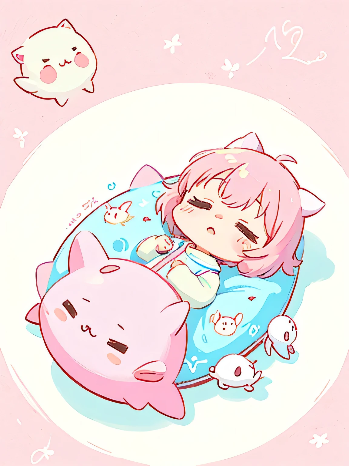 Momoko Sakura style、Kawaii Design, No people、(((Cute amoeba))), afternoon nap