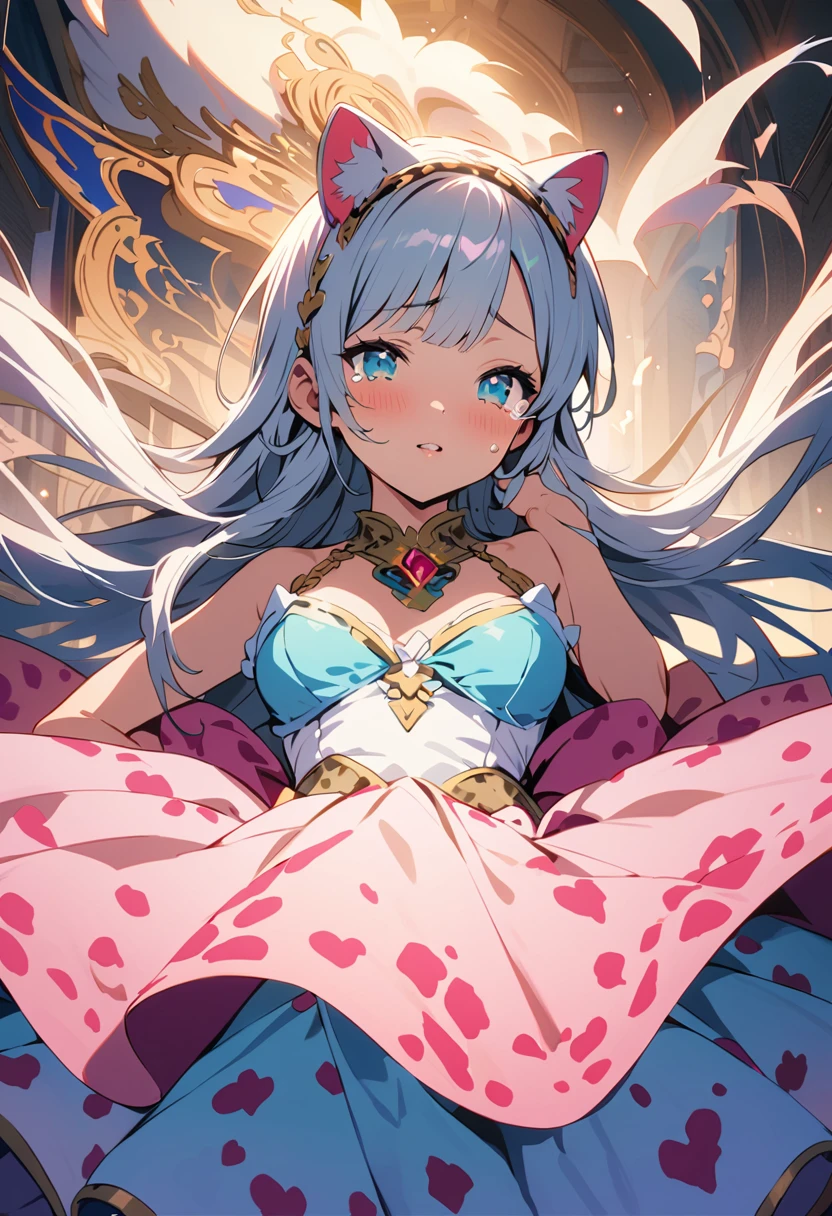 masterpiece, Highest quality, Illustrations for novels, High resolution, 18+ Adult content, Sensual, Intimate, Emotional, Passionate, romantic, sweet, Adorable, Innocent, Pure, Enchanting, Enchantingな, attractive, mysterious, Enchantingな, Enchanting, Immersive, Enchantingな, dream-like, Surreal, Imaginative, Whimsical, Artistic, Avant-garde, timeless, elegant, Sophisticated, chic, Sophisticated, Individuality, original, Enchantingな,(Cheetah Dress:1.3),((Beautiful Tears))