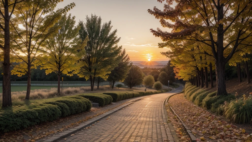 sunset, autumn, Path