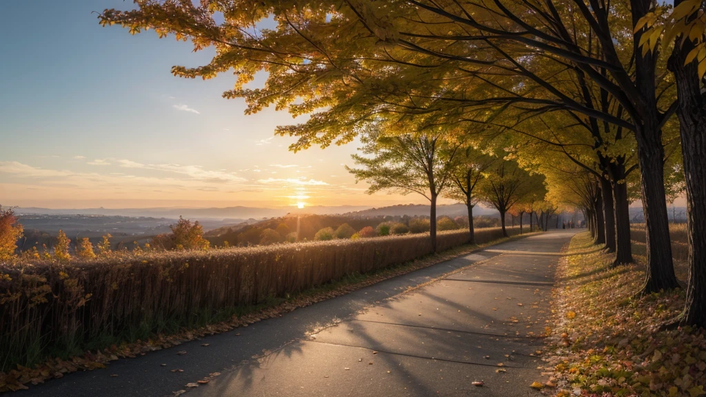sunset, autumn, Path