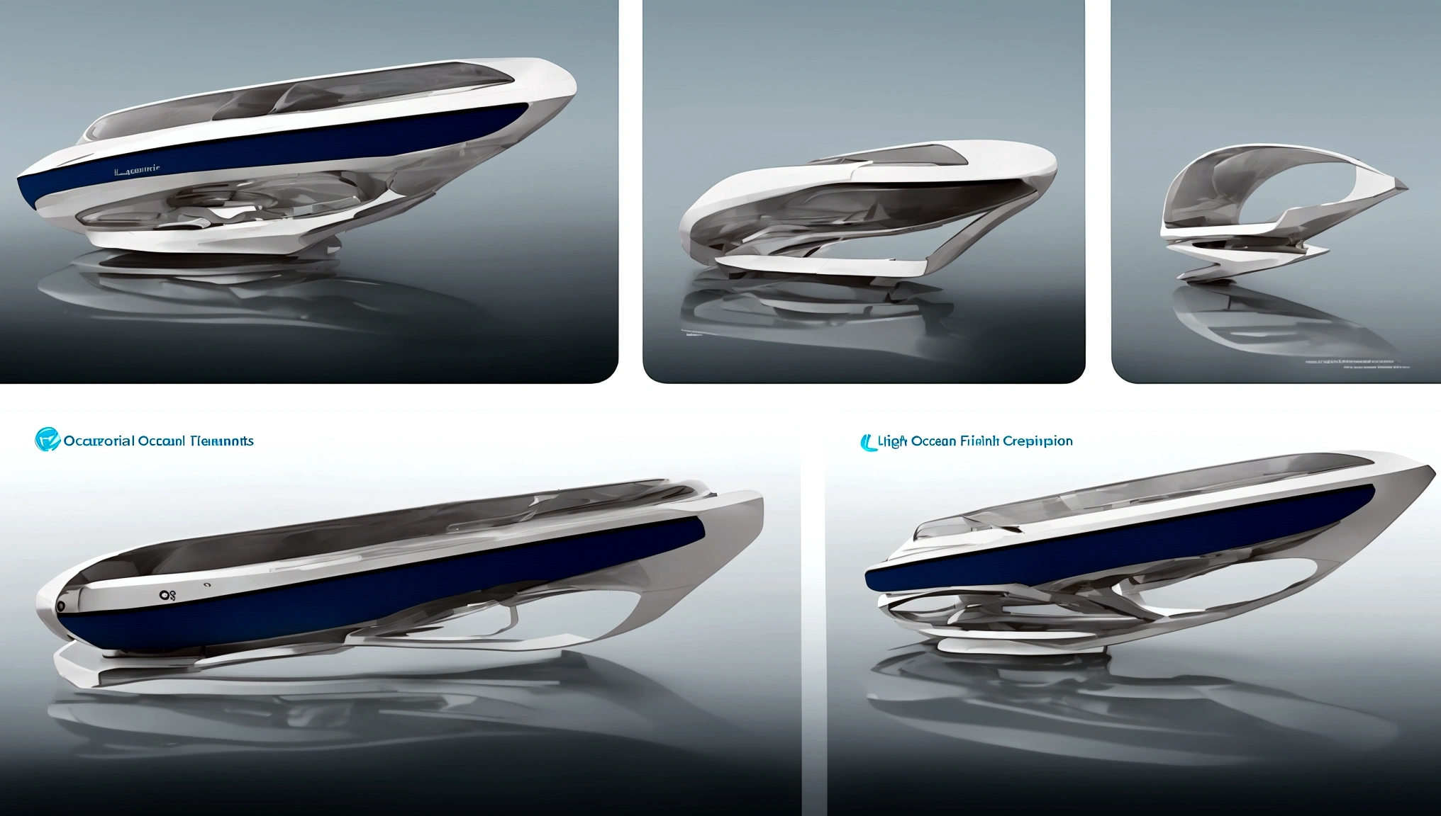 Three views of the exterior of the light rail station,Ocean Elements,Fishing boat elements,Technology,Ergonomic design,