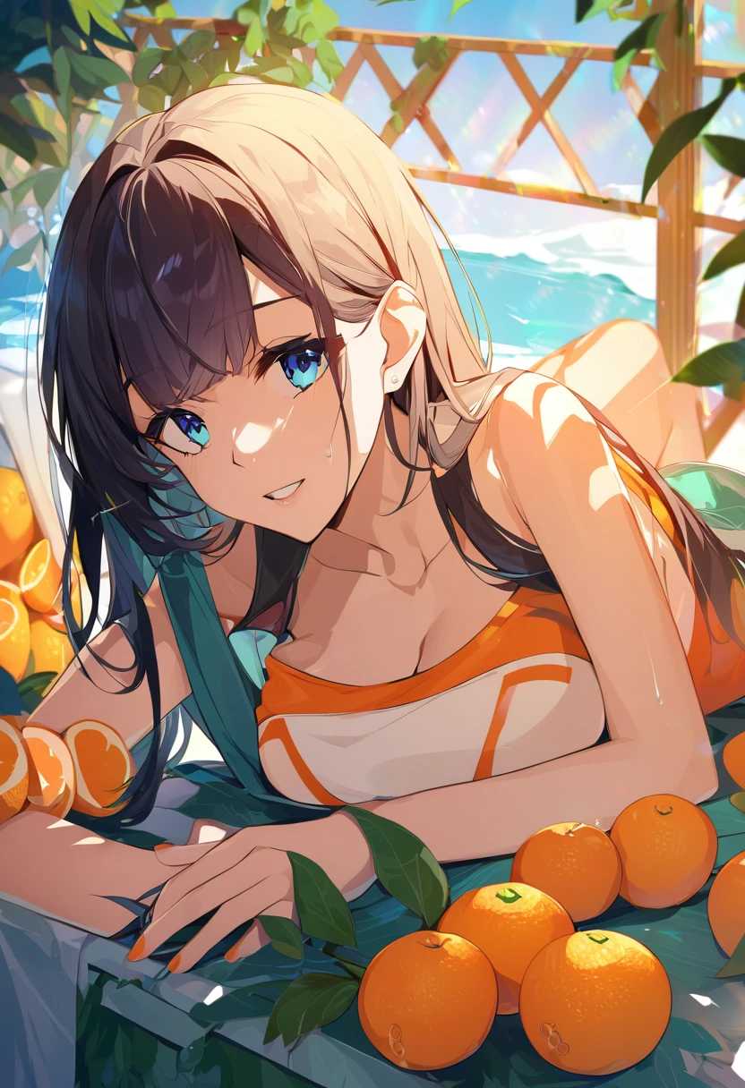 Oranges and beautiful girl