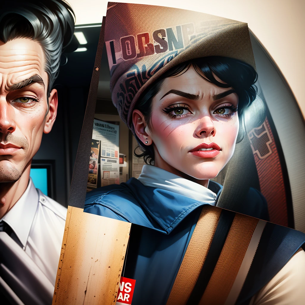 there is a man and woman , bank robber, colorized background, colourized, colorized photo, by Art Fitzpatrick, colorized, inspired by Austin Briggs, ( art fitzpatrick ), digitally colored, norman rockwell style, inspired by Henry Justice Ford, in style of norman rockwell, inspired by John French Sloan, full color illustration, a colorized photo
