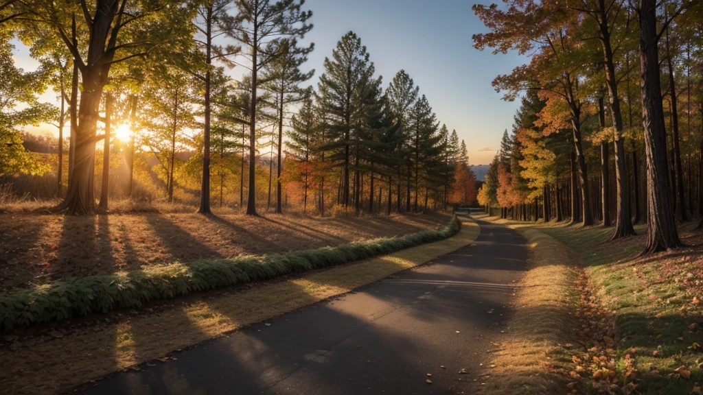 sunset, autumn, Path, forest, Path