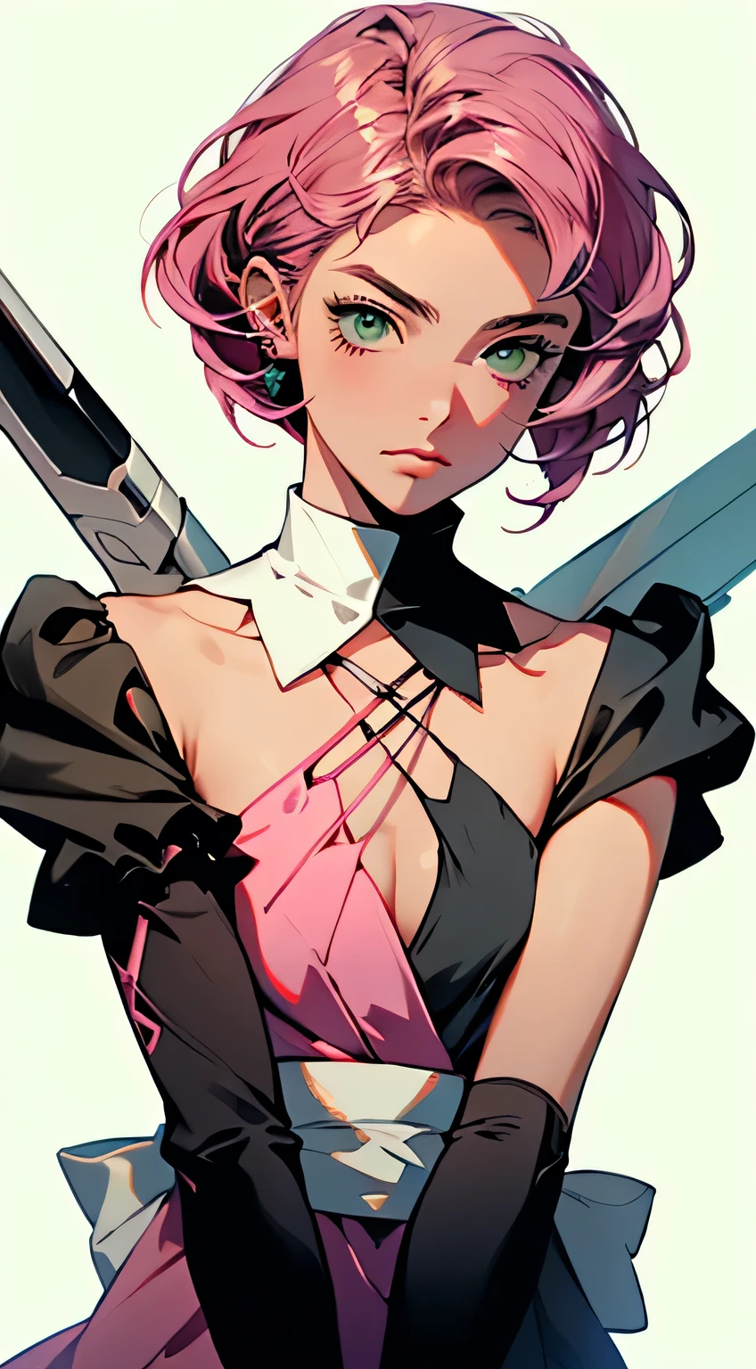 Alisa Bosconovitch, best qualityer, contemporary, flat style, minimalism, Illustrates??the green-eyed plane, pink hair, shorth hair, multicolored wildly hair, black jersey, mechanical wings, Close-U head portrait, pointed chest, neckleace, super neckleace, medium breasts, tekken,pink hair pastel, 1 girl, in kimono, hand painted,Colorless line drawing, pastel yandere colorful, tekken, Garota super fofa com pink hair e maquiagem gótica ao lado, with maid outfit,slender figure,chunky,He sat on the floor,Dressed in pink and white maid outfits,Very Shorthair,with cat ears,quadratic element,, pink kawaii in 1910 era clothing, Alisa Bosconovich'pink lips, no style da soft core palette aurorapunk, an anime illustration of your face, animated gifs, hand drawn animation, charming sketches, smooth and shiny, hazy romanticism, style blowouts, white background - ar 1:1 - niji 5 - expressive style --s 50 , Pink kawaii in the 1920s clothing eraPink eagles, wearing a bright white shirt, no style da soft core palette aurorapunk, an anime illustration of your face, animated gifs, hand drawn animation, charming sketches, smooth and shiny, hazy romanticism, style blowouts, white background - ar 1:1 - niji 5 - expressive style --s 50, absurdrez, Cao Cao, ultra detailed, (1 girl:1.3), break , Design an image featuring beautiful calligraphy