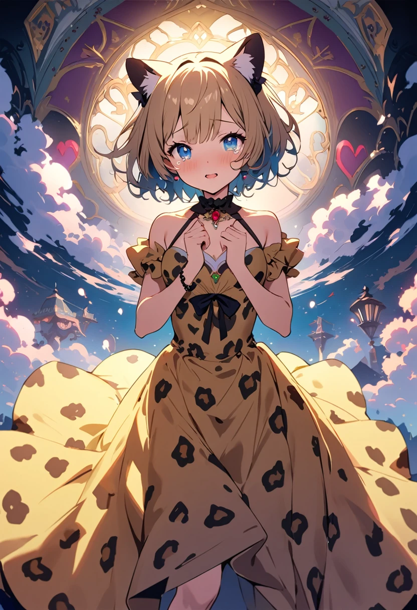 masterpiece, Highest quality, Illustrations for novels, High resolution, 18+ Adult content, Sensual, Intimate, Emotional, Passionate, romantic, sweet, Adorable, Innocent, Pure, Enchanting, Enchantingな, attractive, mysterious, Enchantingな, Enchanting, Immersive, Enchantingな, dream-like, Surreal, Imaginative, Whimsical, Artistic, Avant-garde, timeless, elegant, Sophisticated, chic, Sophisticated, Individuality, original, Enchantingな,(Cheetah Dress:1.3),((Beautiful Tears))