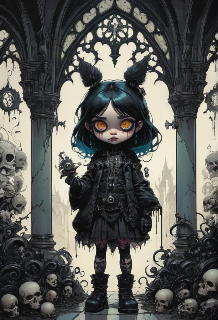 gothic aesthetic by Skottie Young, best quality, masterpiece, Representative work, official art, Professional, Ultra intricate detailed, 8k