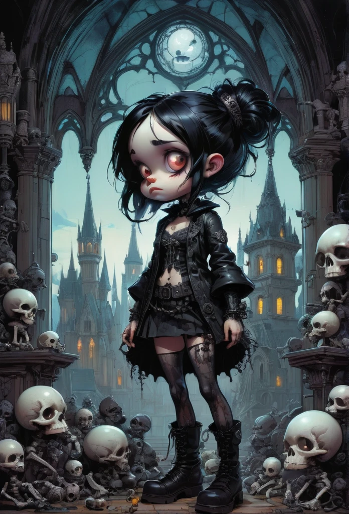gothic aesthetic by Skottie Young, best quality, masterpiece, Representative work, official art, Professional, Ultra intricate detailed, 8k