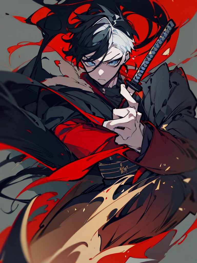 a close up of a person with a sword and a guy with a red dress, handsome guy in demon slayer art, best anime character design, detailed anime character art, anime character; full body art, anime character design a death god, character adoptable, handsome japanese demon boy, bloody + concept art, official character art, onmyoji detailed art, beautiful male god of death a close up of a person in a black dress with a gold belt, flowing white robes, white haired deity, genshin impact character, golden-black robes, picture of a male samurai and death god, d&d dark sun character art, official character art, portrait of ororo munroe, holding a katana, holding a katana, holding a katana, holding a katana, holding a katana, bloody, bloody, bloody, bloody, red and golden effects, red and golden effects, red effects, golden effects,black hair, black hair, black hair, black hair, black hair, golden effects, golden effects, BLUE eyes, BLUE eyes, BLUE eyes, BLUE eyes, badass, badass, badass, Black hair, Black hair, Full black hair, Full black hair