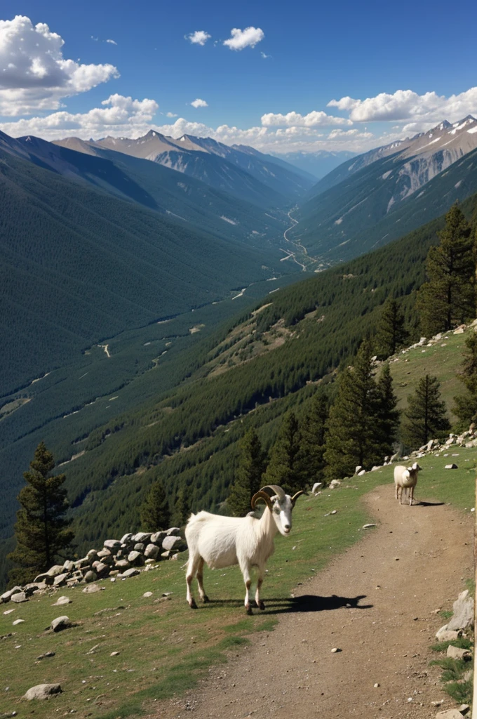 A goat in the mountains