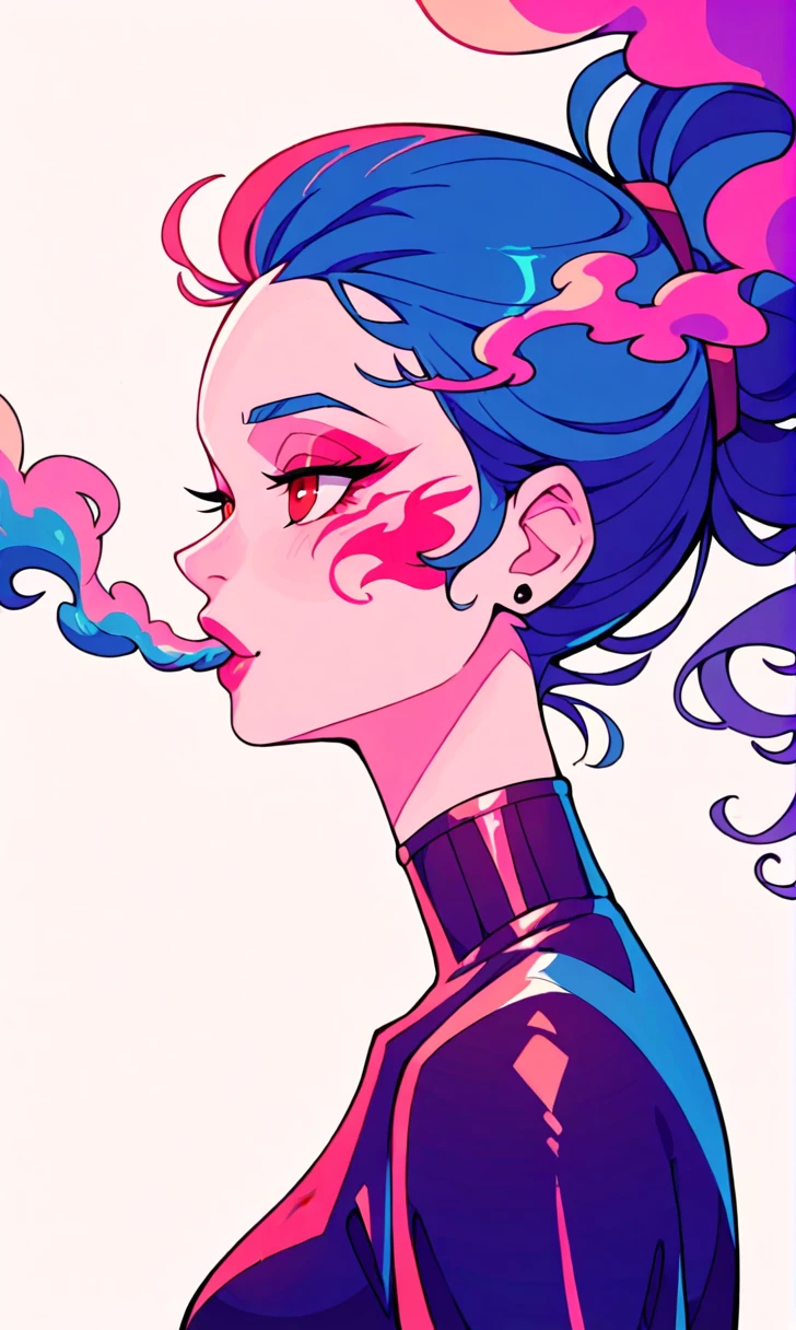 score_9, score_8_up, score_7_up, score_6_up, score_5_up, score_4_up, did vaporwave style, solo, 1girl, female, water, white background, red eyes, simple background, from side, glitching, smoke, in tatters,
