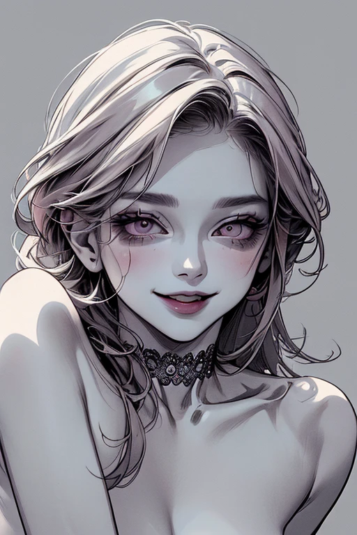 nsfw,pussy,whole body、Highest quality, (Background details), High Contrast, Very beautiful woman, topless、Leaning forward、Detailed original illustrations、functional、Delicate face、Fascinating、Villainess、sexy、Real breasts、Crazy Smile, Crazy Eyes、Beautiful line art
