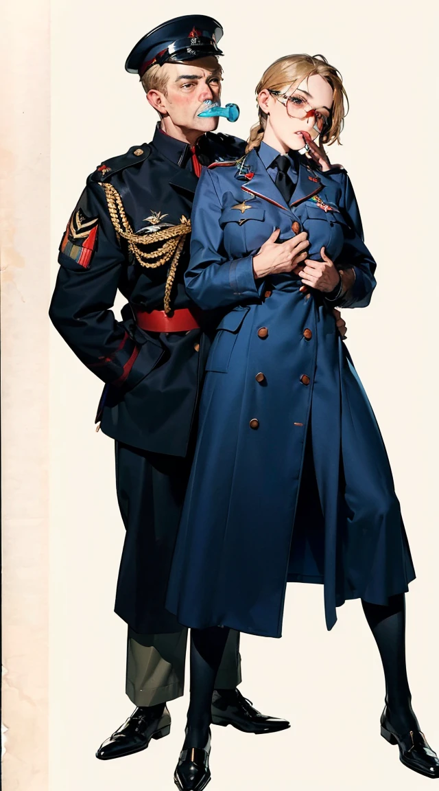 ,(Eye patch, transparency:0.8, Only one eye), 
Detailed and matte texture, Dark brown leather:1.4 Advanced, Absurd Aesthetic, 
BREAK Eye patch reveals deep scar, Evidence of the fierce battles fought, 
BREAK  Full color, Strong and fleeting eyes, Glaring at the audience, pure, concentrated, brave, calm, Sadness, Aesthetic,
BREAK: The Absurd Aesthetic, 
BREAK  Full color, Photo style, Realistic Photographic Images, Detailed and accurate limbs, Anatomically correct, Realistic full body balance, 
BREAK Musketeer, Cowboy hat, Dignified, calm, Leg(ultra detailed perfect piece:1.2), illustration, masterpiece, (extremely detailed CG 8k), (very fine 8K CG),riofutaba, adult, tall, mature, ashe brown hair, brown eyes, expressionless, slight blush, ponytail, scrunchie, very high quality eyes, Brown sweater vest, beige vest, white shirt, ((medium breasts)), short sleeved shirt, red necktie, Blue pleated skirt, (thighs)  (((BREAK 2persons, 1boy, 1girl, (boy grabbing girl ), (hand over another's mouth), another's hand covering mouth. nice hands, perfect hands,  (arms behind back), (hands behind back), bound, (bound arms), boy's hand covering girl's mouth, another's hand covering mouth, (hand g4g), close-up, (hand gag)))roupa modesta, tiro remoto, Detalhe bonito rosto delicado, Olhos delicados bonitos detalhados, perfect  proportions, High definition skin, pele fina, best four inch aspect ratio. Com um polegar, uma obra-prima, altamente detalhado, Realistic, (German World War II general uniform reference : 1.8), the highest  resolution, , mulher modestamente vestida, vestido inteiramente, ( pequeno, cabelos pretos, black franja reta, super thin braids, franja reta, Red glasses, olho verde escuro, science fiction, Fighter aircraft, standing On the landing of a Fighter aircraft, the agency, uma personalidade profundamente inteligente, A calm expression, um rosto respeitoso, uma guerra, a Fighter aircraft　BIGHIP　BIGASS　　FUCKFUCKFUCK