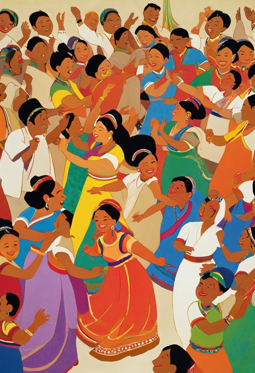 Ethnic minorities dancing together,many people