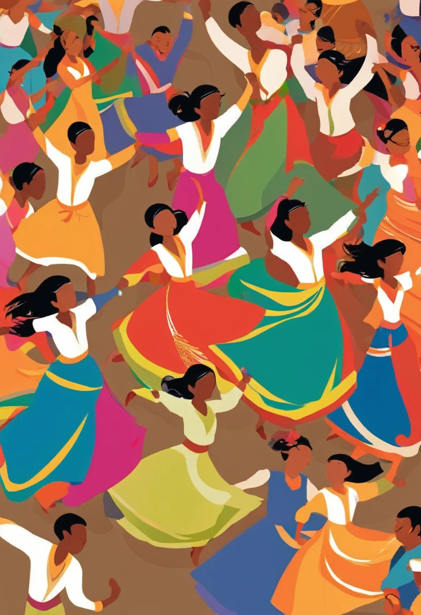 Ethnic minorities dancing together,many people