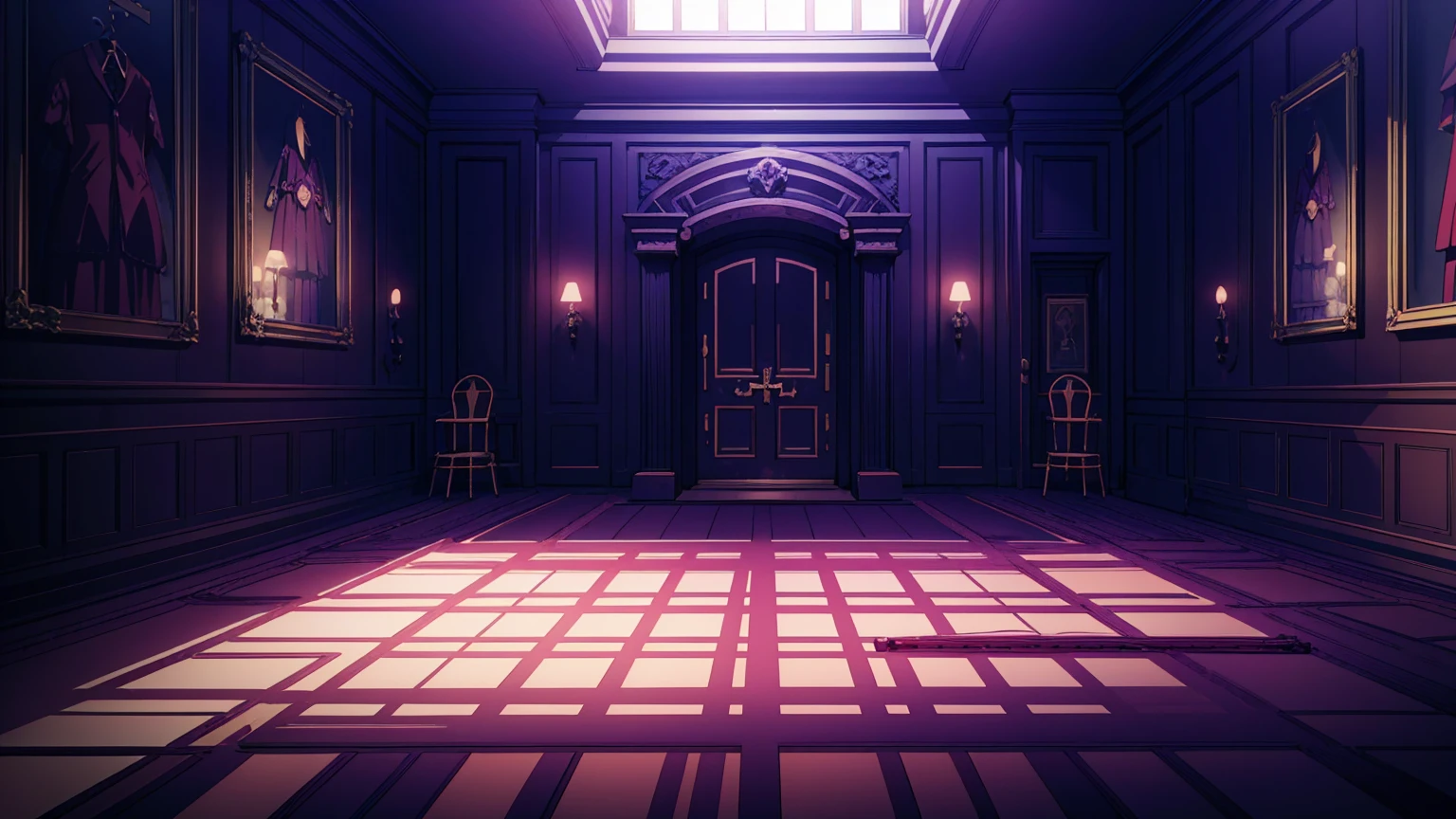 A room in the devil's house in hell,masterpiece,game CG,アニメ,Unmanned, No human,background,,,, indoor, Scary, sinister, purple, dark, devil's house,