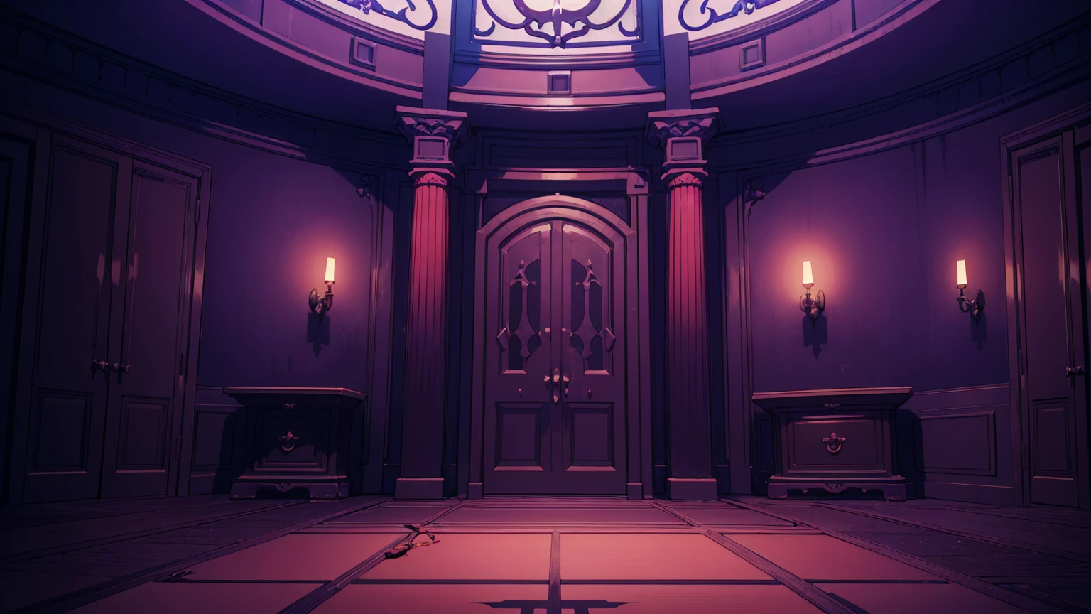 A room in the devil's house in hell,masterpiece,game CG,アニメ,Unmanned, No human,background,,,, indoor, Scary, sinister, purple, dark, devil's house,Rock Wall