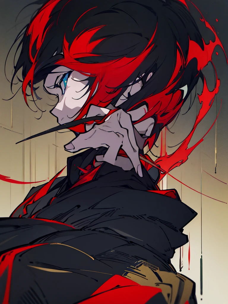 a close up of a person with a sword and a guy with a red dress, handsome guy in demon slayer art, best anime character design, detailed anime character art, anime character; full body art, anime character design a death god, character adoptable, handsome japanese demon boy, bloody + concept art, official character art, onmyoji detailed art, beautiful male god of death a close up of a person in a black dress with a gold belt, flowing white robes, white haired deity, genshin impact character, golden-black robes, picture of a male samurai and death god, d&d dark sun character art, official character art, portrait of ororo munroe, holding a katana, holding a katana, holding a katana, holding a katana, holding a katana, bloody, bloody, bloody, bloody, red and golden effects, red and golden effects, red effects, golden effects,black hair, black hair, black hair, black hair, black hair, golden effects, golden effects, BLUE eyes, BLUE eyes, BLUE eyes, BLUE eyes, badass, badass, badass