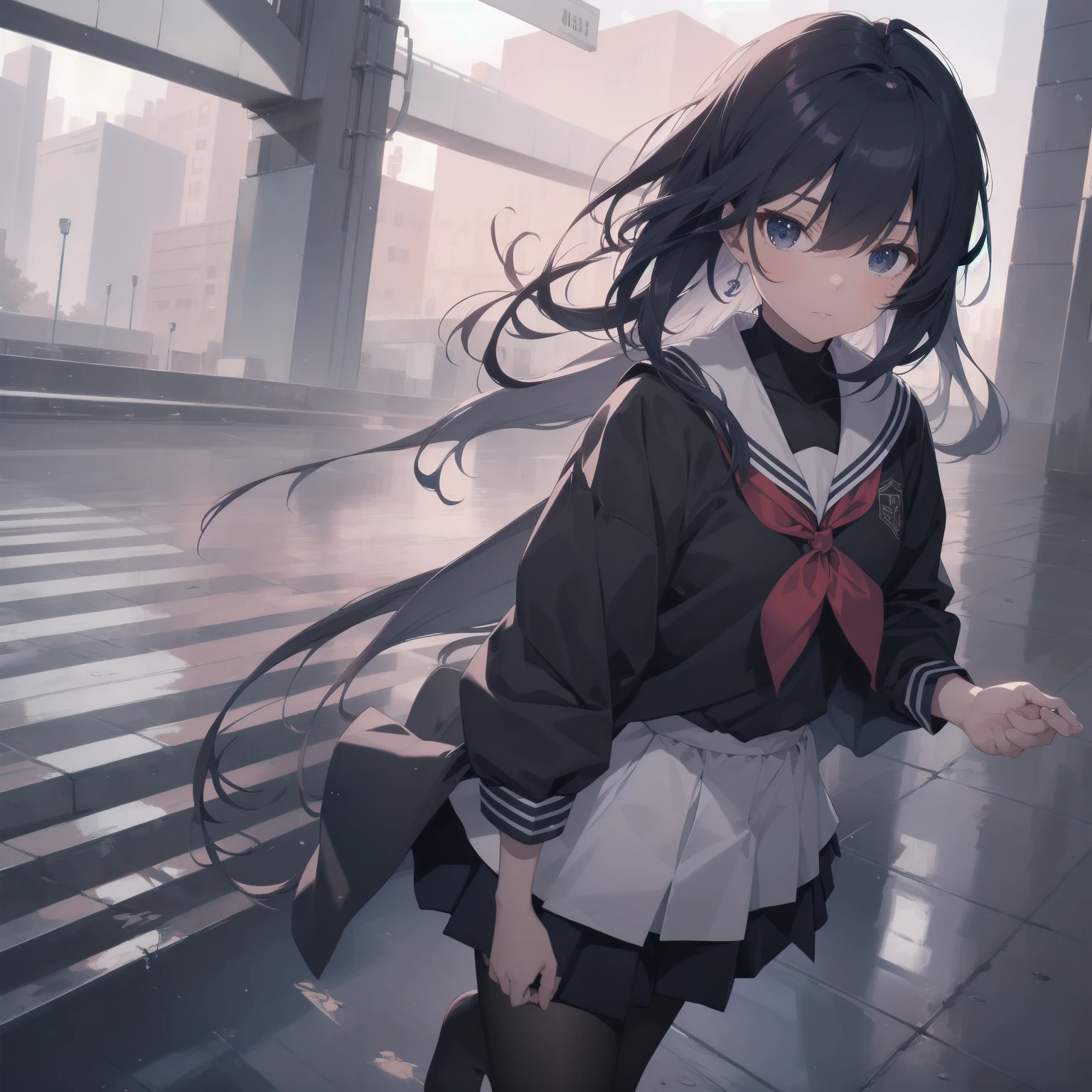 ultra-absurdres-Top quality by artist God, ultra-detailed, high resolution, anime moe artstyle, best anime 8k konachan wallpaper, pixiv contest winner, pool:2810, perfect ,break, 1girl, (Please draw a girl walking sleepily to school alone. )break,(Solo,little female, 13-year-old:1.3),Full limbs, complete fingers,a junior high school student, (very short hair), short cut, flat chest, , small butt, small black eyes, beautiful detailed eyes, well-proportioned iris and pupils, expressive eyes, highres detailed hair, soft expression, salor school_uniform, sailor collar, serahuku, bow, pleated skirt,(Detailed Lighting), (Detailed background), in the School commute route. break,super detailed skin, Best cinematic lighting powered by famous artist, 8k,beauty illustration,photoshop_(medium),very aesthetic,break,((artist:wa_(genryusui) )), artist:clamp ,artist:carnelian ,artist:kantoku ,
