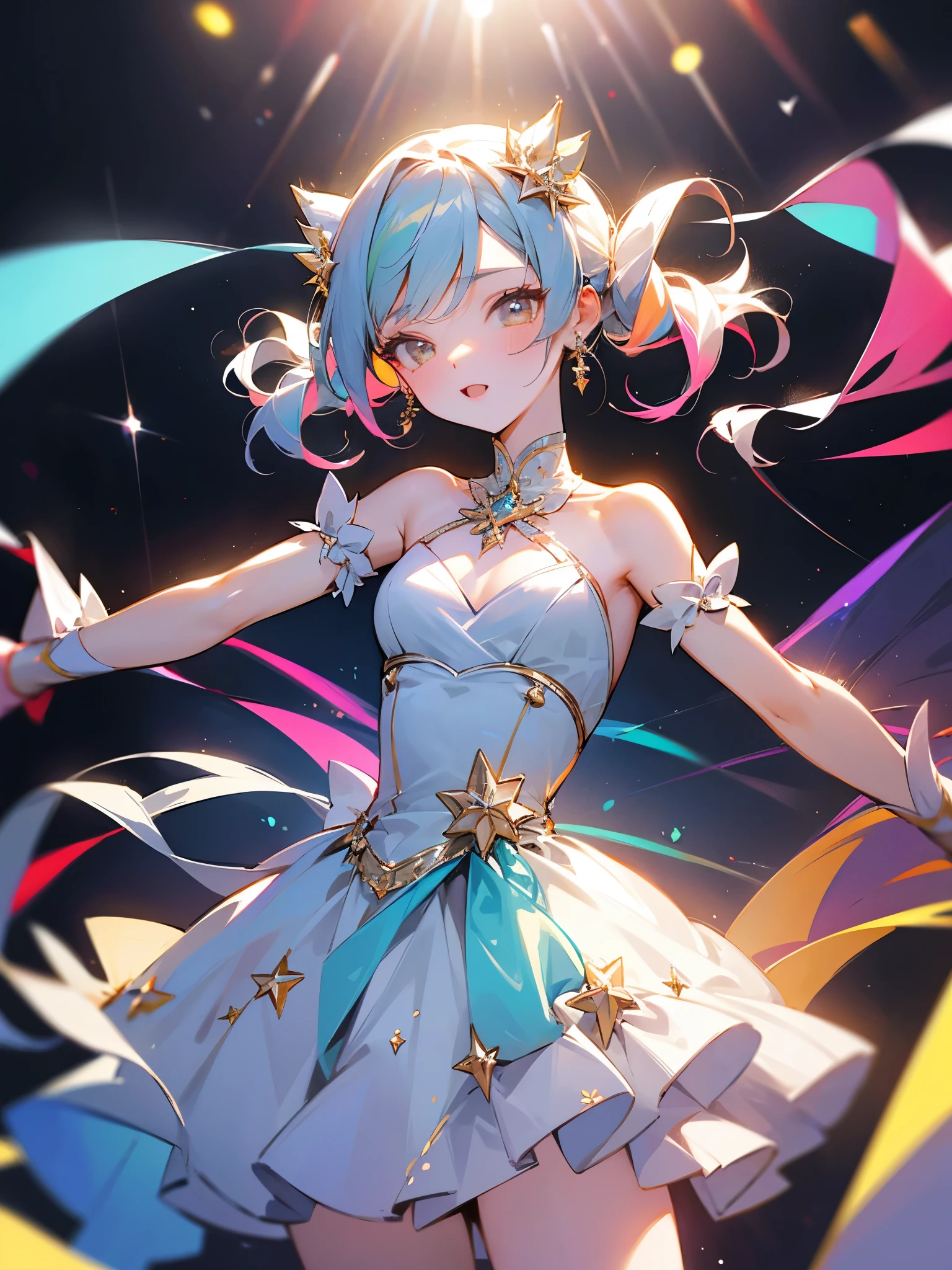 Anatomically correct body、１People Girls、A sparkling idol stage、Colorful and gorgeous dress