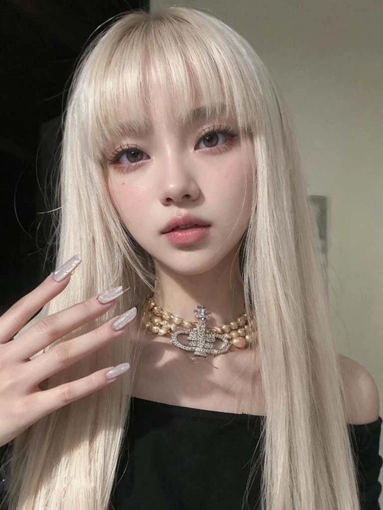 A close up of a girl with good skin, high quality,remove cross necklace, Korean, ulzzang girl, korean look, blackpink, kim jennie, Lisa, Blackpink jennie