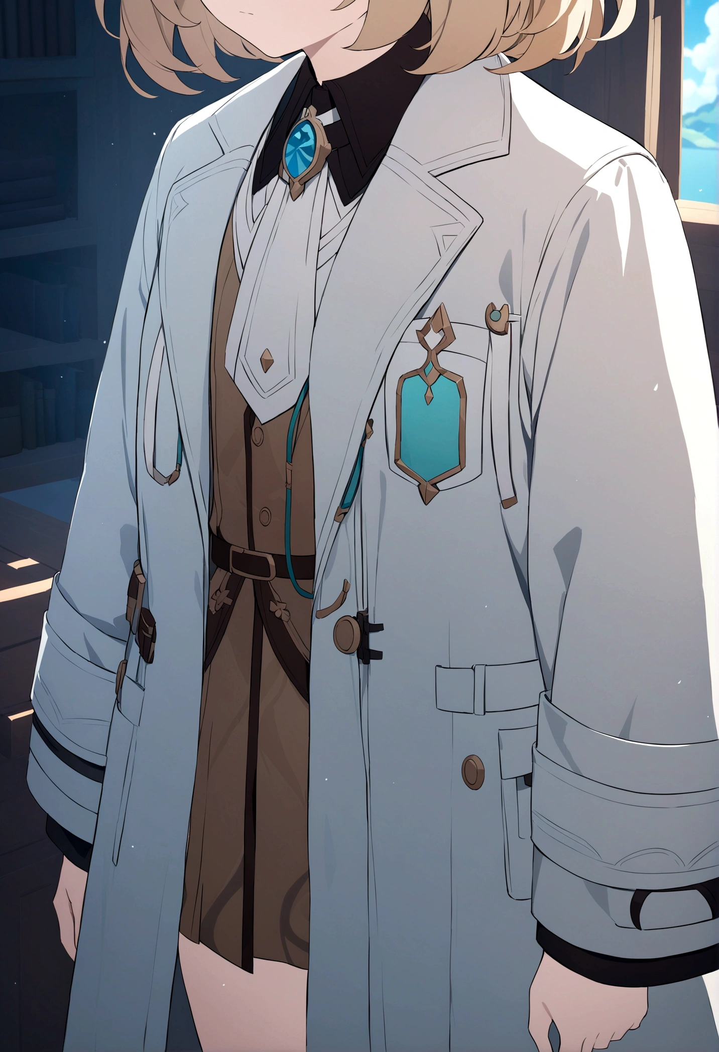 Tignari from the game Genshin impact dressed in a doctor&#39;s coat 