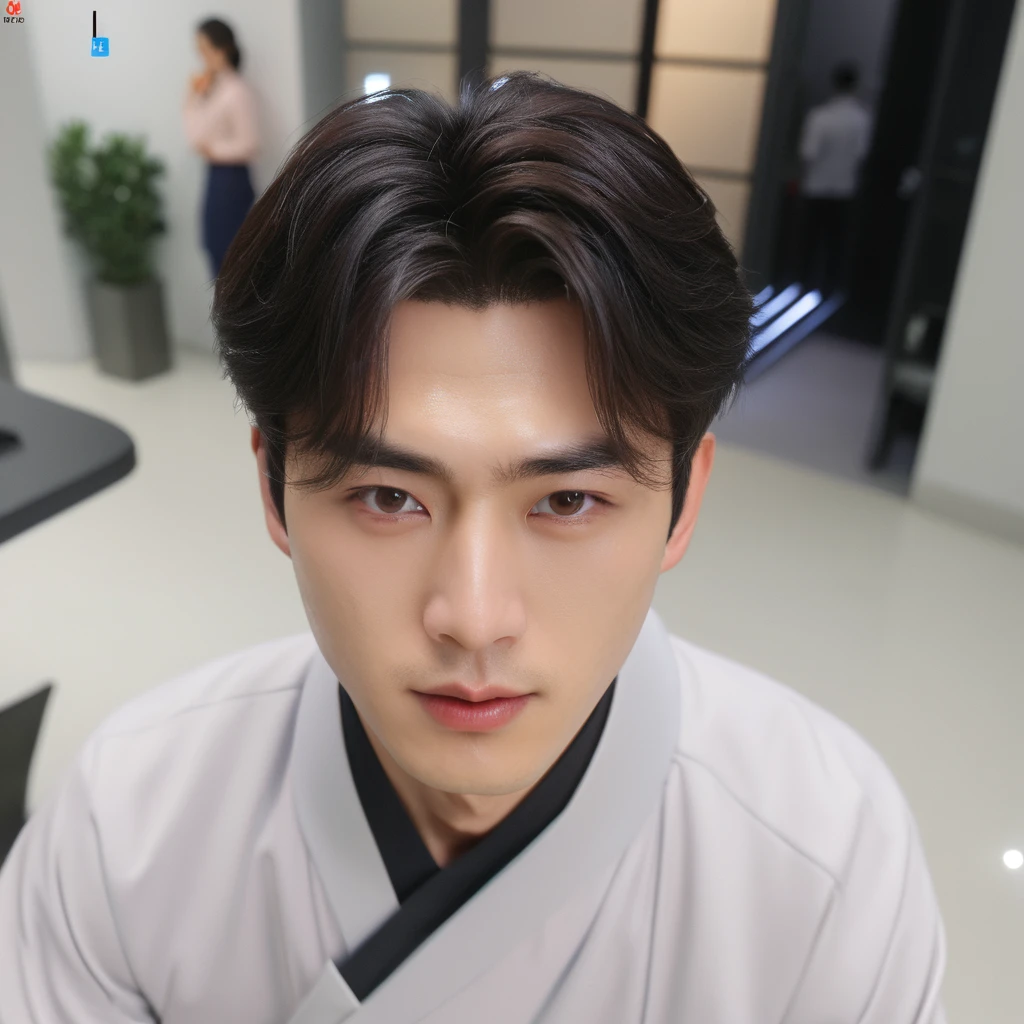 Best Quality, 8k, Masterpiece, (Portrait: 1.3), (photo realistic:1.4), (hyper realistic:1.4), Sharp Focus, looking at viewer, (smoother lighting:1.1), (increase cinematic lighting quality:0.9), realistic lighting, backlighting, light on face, ray trace, (brightening light:1.2), (Increase quality:1.4), sharp detail, (best quality real texture skin:1.4), finely detailed eyes, black_eyes, finely detailed face, 25 year old Korean man