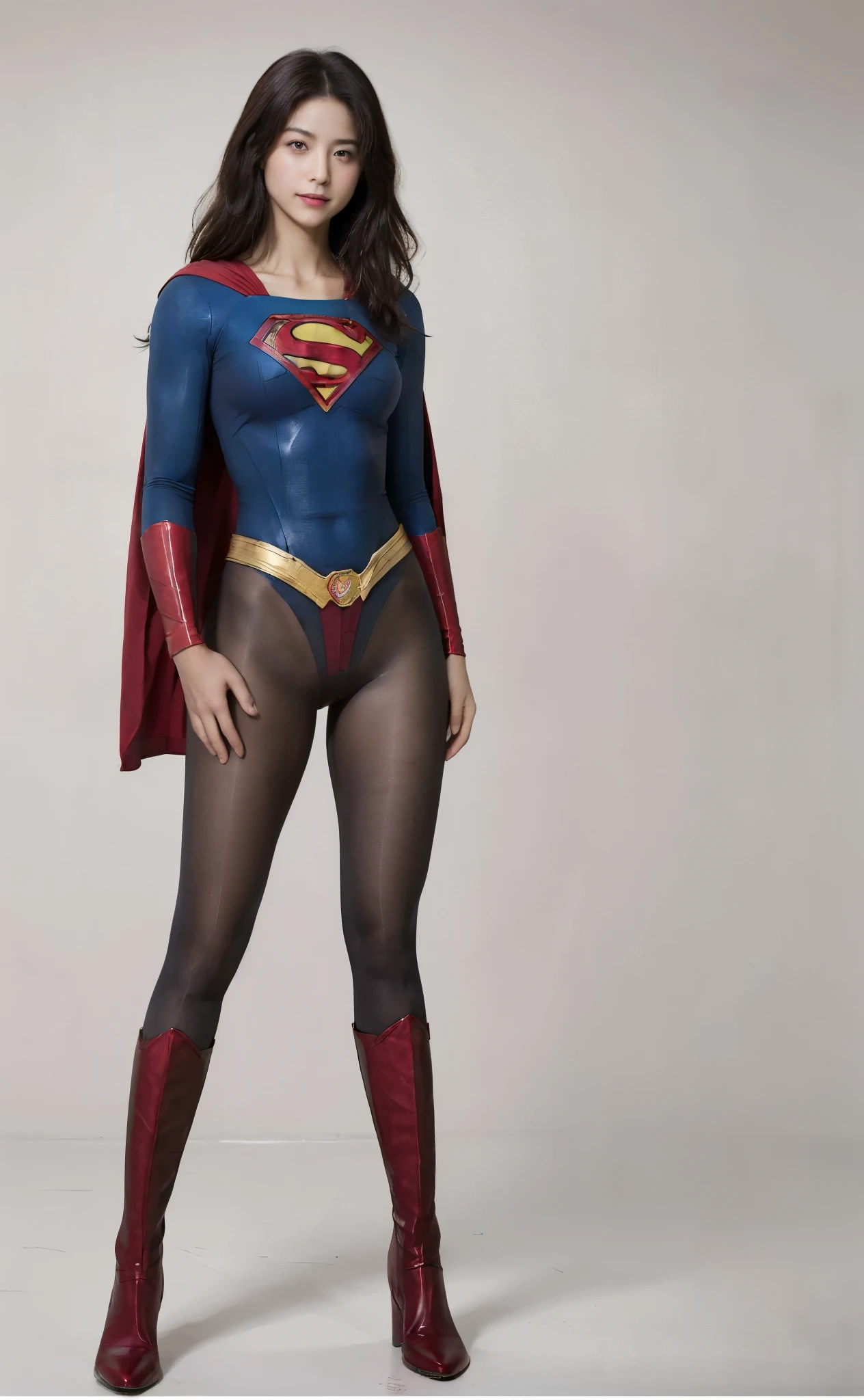 No background、(((Beautiful legs in black tights.)))、(((Legally express the beauty of your smile)))、((((Make the most of your original images)))、(((Body-hugging Supergirl costume)))、(((Supergirl Costume)))、(((Beautiful Hair)))、(((suffering)))、(((Please wear black tights....、Wear red boots)))、((Best image quality、8K))、((Highest quality、8K、masterpiece:1.3))、(((Preserve background )))、Sharp focus:1.2、Beautiful woman with perfect figure:1.4、Slim Abs:1.2、Wet body:1.5、Highly detailed face and skin texture、8K