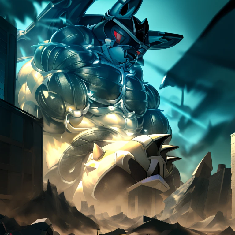 (masterpiece. official art. 8k. best quality. detailed full body. full body.)
(situation 1 : dominating LUCARIO.  in the space sitting in a tiny planet earth.)

(Additional details 1: wearing a full-face helmet. helmet is jet black. The color of NANOSUIT is jet black. high-tech bio-mecha armor. real texture material. whole body shines like metal. Wearing cyberpunk mecha. emphasizes the muscles. suit fully made of metal. intricate armor. Robotic suit. suit fully made of metal. NANOSUIT with the same design as LUCARIO.). (Lucario has 5 toes.)

(Additional details 2: (Detailed head. Detailed Body. Detailed abs. gigantic muscles. HYPER MUSCLES. Gigachad Muscular. big muscle. pecs. triceps. traps. unusually developed muscular body. body full of huge muscles. showing off muscles. pectorales enormes. Exaggeratedly huge muscles. huge muscles. long legs.).

(Additional details 3: nj5furry, Spread wings. It has wings. black have big wings. The claws are sharp. Sharp teeth.5 toes.). 