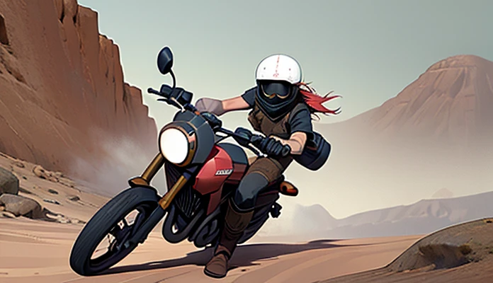 Marx riding Motorcycle in Desert 