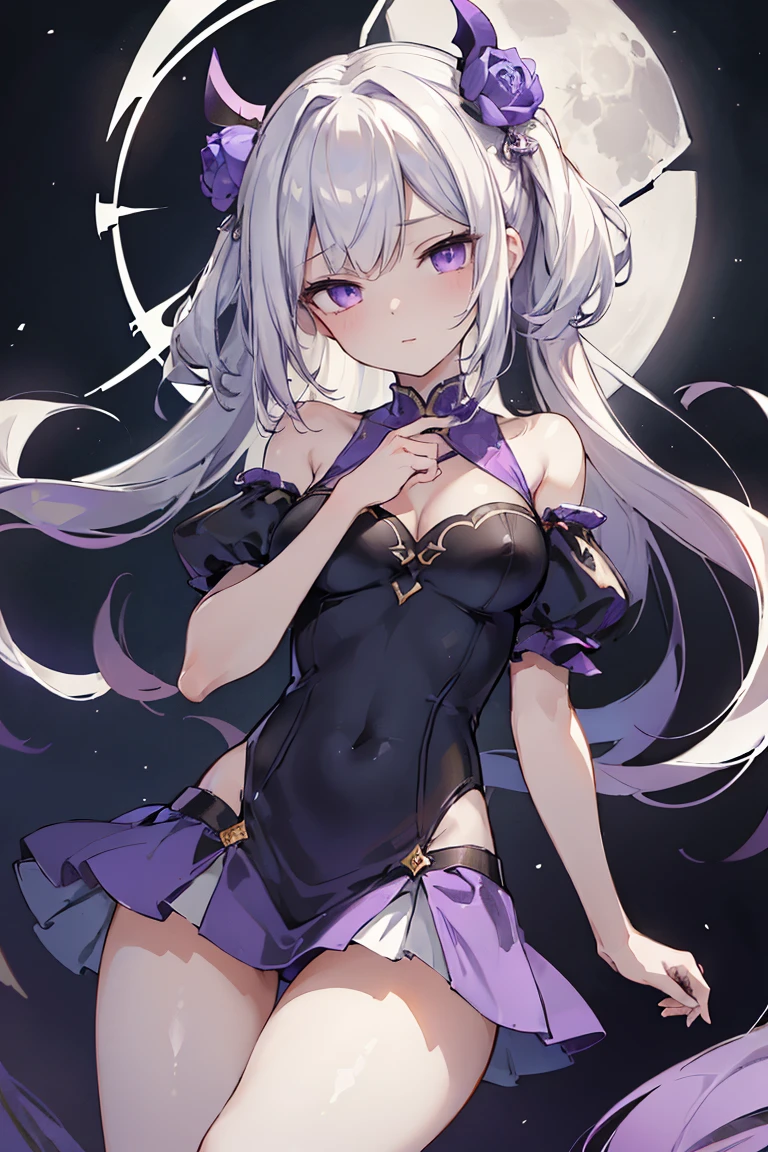 1girl, アニメ, cute girl, blank background, white background, fantasy, detailed fantasy dress with highlights, beautiful face, beautiful eyes, dark colors, black hair with multicolor streaks, red eye with different color pupil in eye, multicolor eye, medium breasts, slight cleavage, beautiful skin, cute, breast curtains, extremely delicate and beautiful, (beautiful detailed face:1.0), (detailed deep eyes), symmetrical breasts, deep eyes, shiny skin, portrait, slender waist, hips wider than shoulders, thighs, expressionless, young girl, luminous eyes, adorable,(Kpop idol),(aegyo sal:1),(Platinum blonde hair:1),((puffy eye)),Black panty,sexy posture,Superskirt, Ultra-high resolution,Black collar,slim figure, Abdominal y tattoo, womb tattoo,Tight-fitting leg ring,y tattoo on half-body,Bare skin, Armored hand,Hidden fingertips,Hand covered,Arm covered,Fist covered,{{beautiful detailed fingers}}, tufts of hair, moderate beautiful breast:1.0,(masterpiece:1.2), best quality, high-res, HDR, perfect face, intricate armor, delicate blue filigree, intricate filigree, red metalic parts, detailed part, dynamic pose, dynamic lights, cute face, neutral expression, shuimobysim, lotus, Hanfu, maxi skirt, dress conservatively 1girl, 独奏, long blue hair, standing, One lady,14years,((White hair) ,(Shiny purple bodysuit with microskirt),((Fantasy, Moon Night)), gradient_eyes,