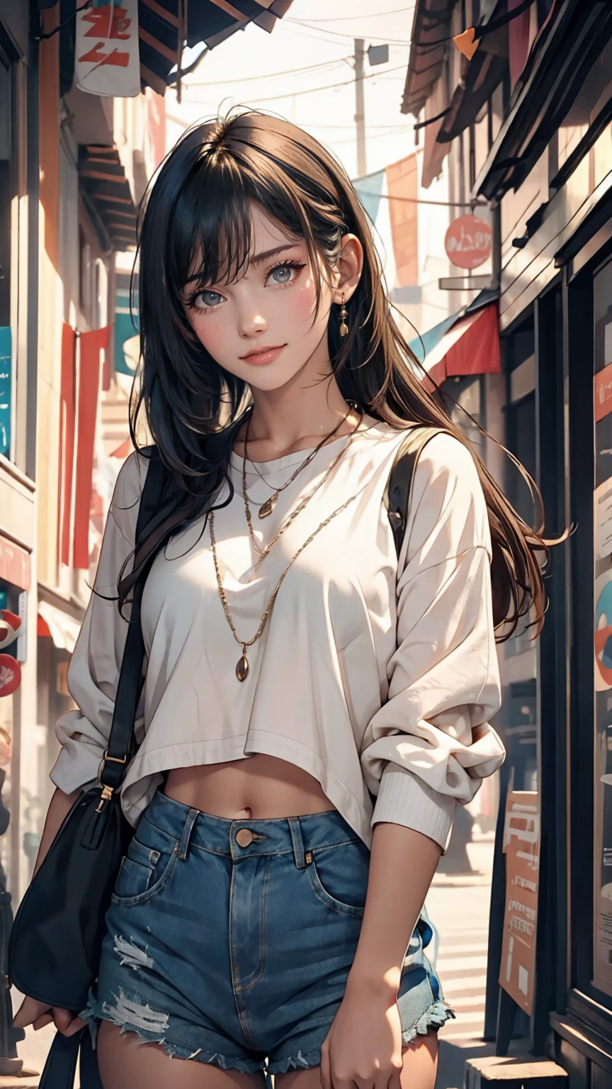Girl's short hair, blue hair, blue eyes, blue matching, confident smile, correct limbs、Sexy proportions、Narrow waist、Sexy、tall