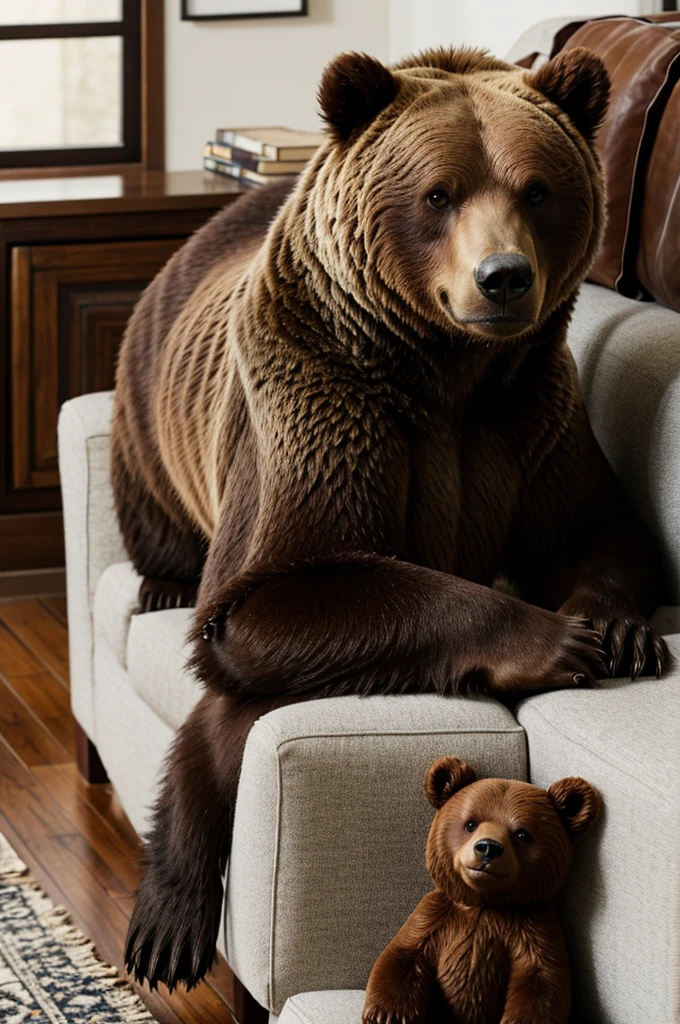 Cute grizzly in the living room