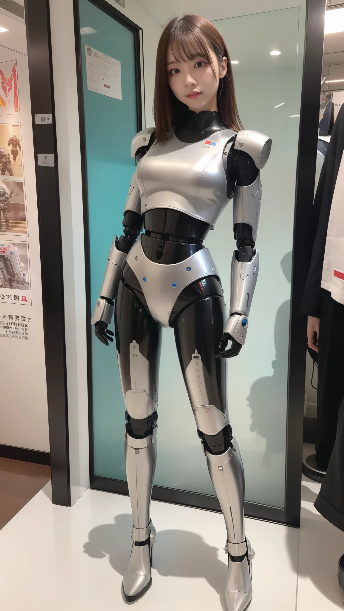 one robot woman, hyperdetailed face, Super well-formed face, armored robot, Police, robot, perfect-female-robot, perfect-mechanical-body