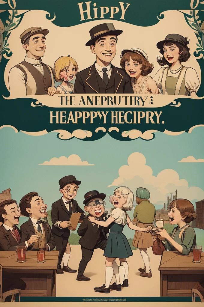 Create a representation of the happy years in 1920 from history in cartoon format