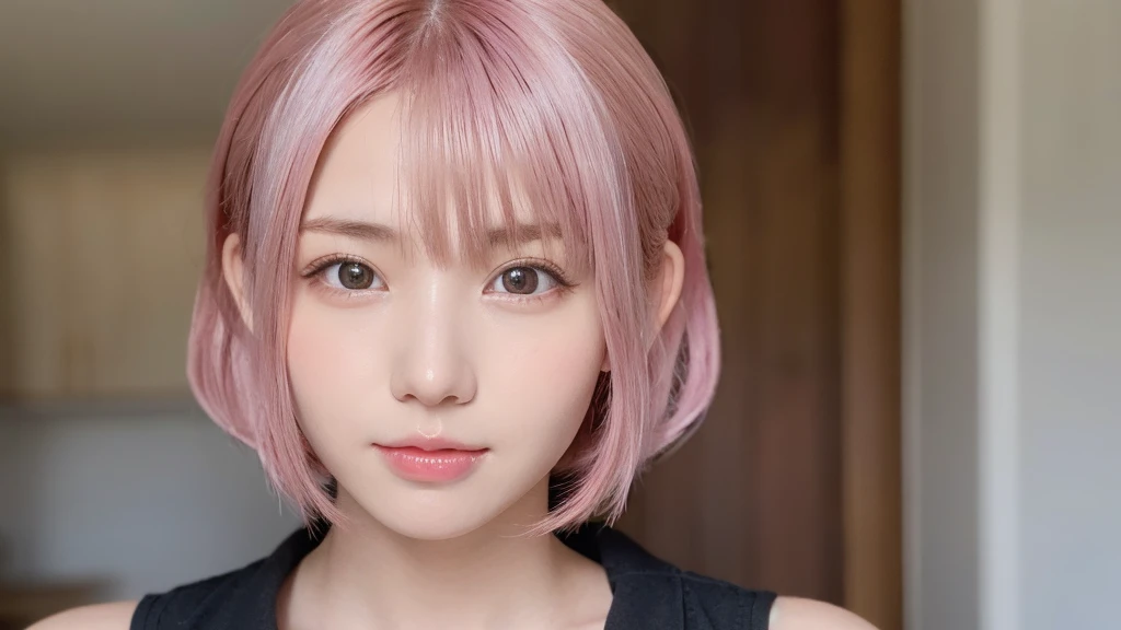 Browsing Caution, One Girl, (beautiful girl, Delicate girl:1.3), (14 years old:1.3),
break, Very beautiful eyes, (Symmetrical eyes:1.3),
break, Small breasts, Brown eyes, Parted bangs, Pink Hair, (ponytail), (Upper teeth, The best smile:0.2),
break, (Eye and facial details:1.0),
break, (masterpiece, Highest quality, Very detailed, Detailed face, 8K),Pink Hair,Fluffy hair,美しいPink Hair
