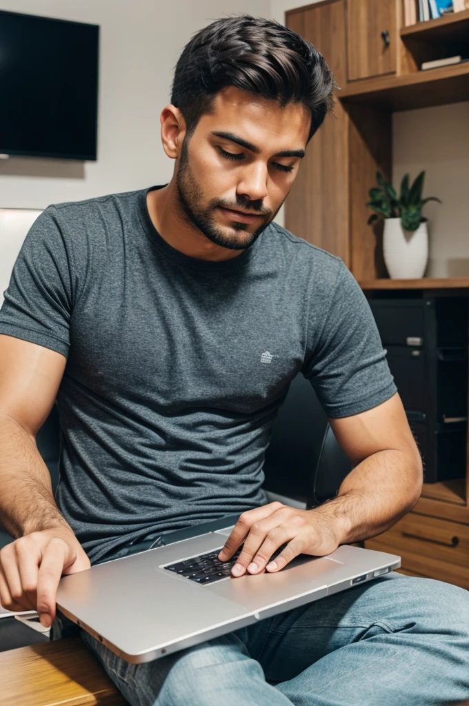 Man working in laptop