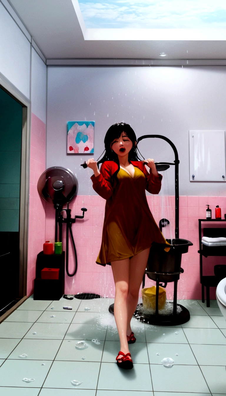 Ultra-high resolution, 4K, 8k,Two beautiful Japanese pregnant girls in the red light district, lactating naked