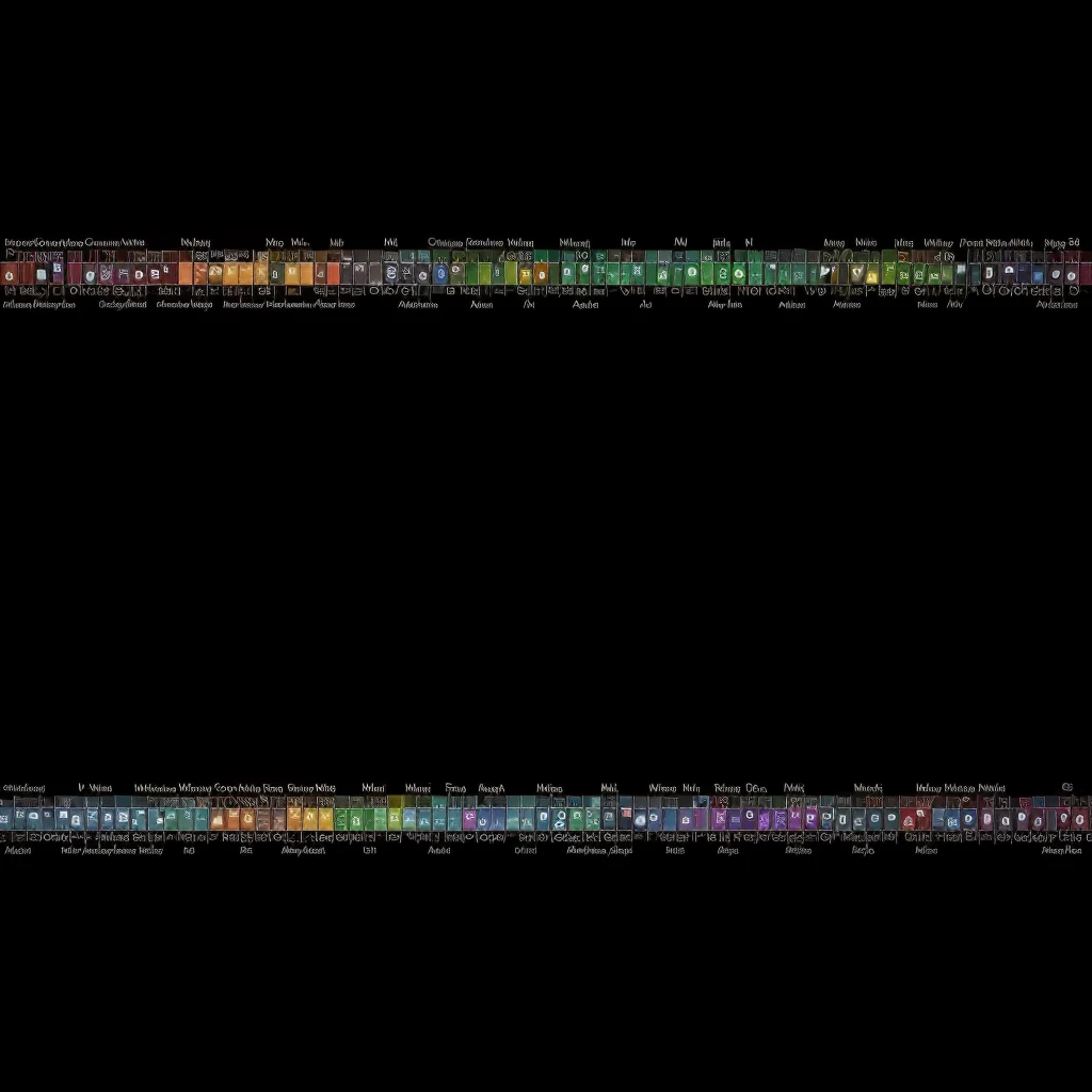 Compose an abstract artwork where each element on the periodic table is a musical note. Arrange them harmoniously to create a chemical symphony that celebrates scientific discovery