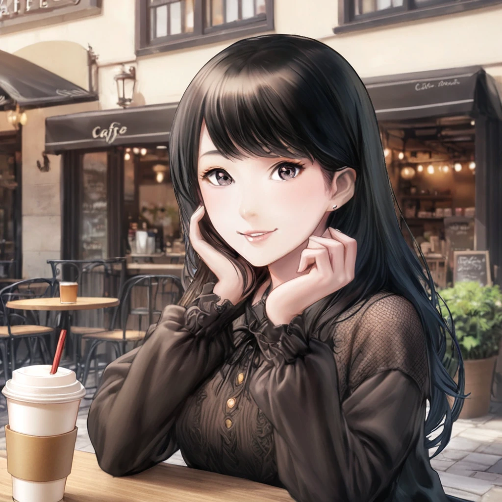 (Highest quality:1.2), One girl, Cafe