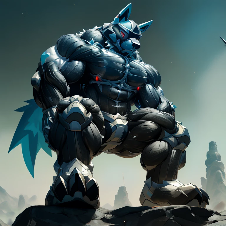 (masterpiece. official art. 8k. best quality. detailed full body. full body.)
(situation 1 : dominating LUCARIO. in the space sitting in a tiny planet earth.)
(Additional details 1: wearing a full-face helmet. helmet is jet black. The color of NANOSUIT is jet black. high-tech bio-mecha armor. real texture material. whole body shines like metal. Wearing cyberpunk mecha. emphasizes the muscles. suit fully made of metal. intricate armor. Robotic suit. suit fully made of metal. NANOSUIT with the same design as LUCARIO.). (Lucario has 5 toes.)
(Additional details 2: (Detailed head. Detailed Body. Detailed abs. gigantic muscles. HYPER MUSCLES. Gigachad Muscular. big muscle. pecs. triceps. traps. unusually developed muscular body. body full of huge muscles. showing off muscles. pectorales enormes. Exaggeratedly huge muscles. huge muscles. long legs.).
(Additional details 3: nj5furry, Spread wings. It has wings. black have big wings. The claws are sharp. Sharp teeth.5 toes.).