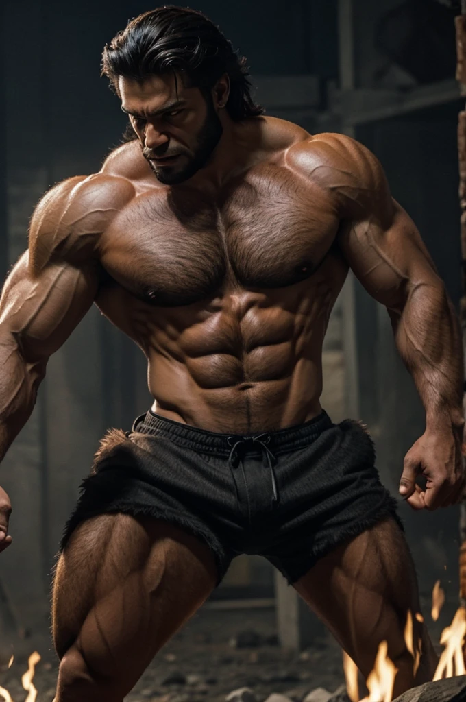 Muscular male werewolf with canine features