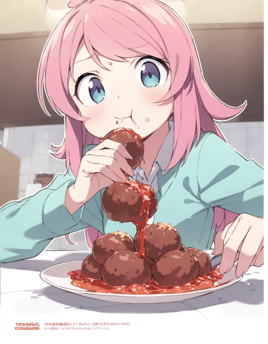 eating meatballs