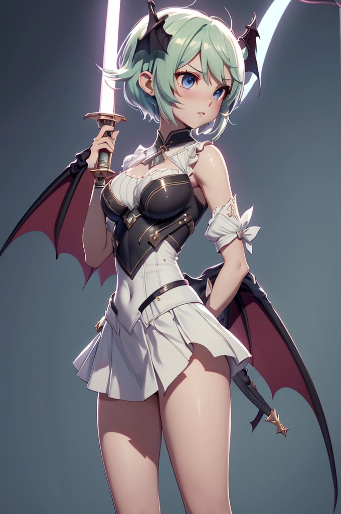 Mini leafa sword art online, (leafa sword art online), solo, ray tracing, 3D style, 3DMM, ((oses per photo)), ((oses ouch cada foto)), fully body,(Front view),(Costas Issue), (Emist on the left), show flat belly, (((oses per photo))),(very big breastsperfect ass, perfect and symmetrical eyes, (perfect handuturistic sword in hand)), ((short hair)),white clothing with textured edges, skin fair, luouchas detalhadas, White thigh-high tights with trim, ouchestido aberto ouch "ouch", Waist slender, big legs, low water, Show legs to the top of the waist, ,((top with rip in the middle)),ultra realistic skin, realistic human eyes,ultra realistic skin,super sensual suit,(faixas ouch torno dos seios), colorfully,top with ruffles,( with a lot of volume),(extrouchamente sensual),(very sensual),(red and black thouche),(((giant bat wings))),with bat wings,love the league,(meia calca de renda ouch um dos lados),(meia calca de renda ouch um dos lados), red lines drawn over the legs,(((sensuality)))